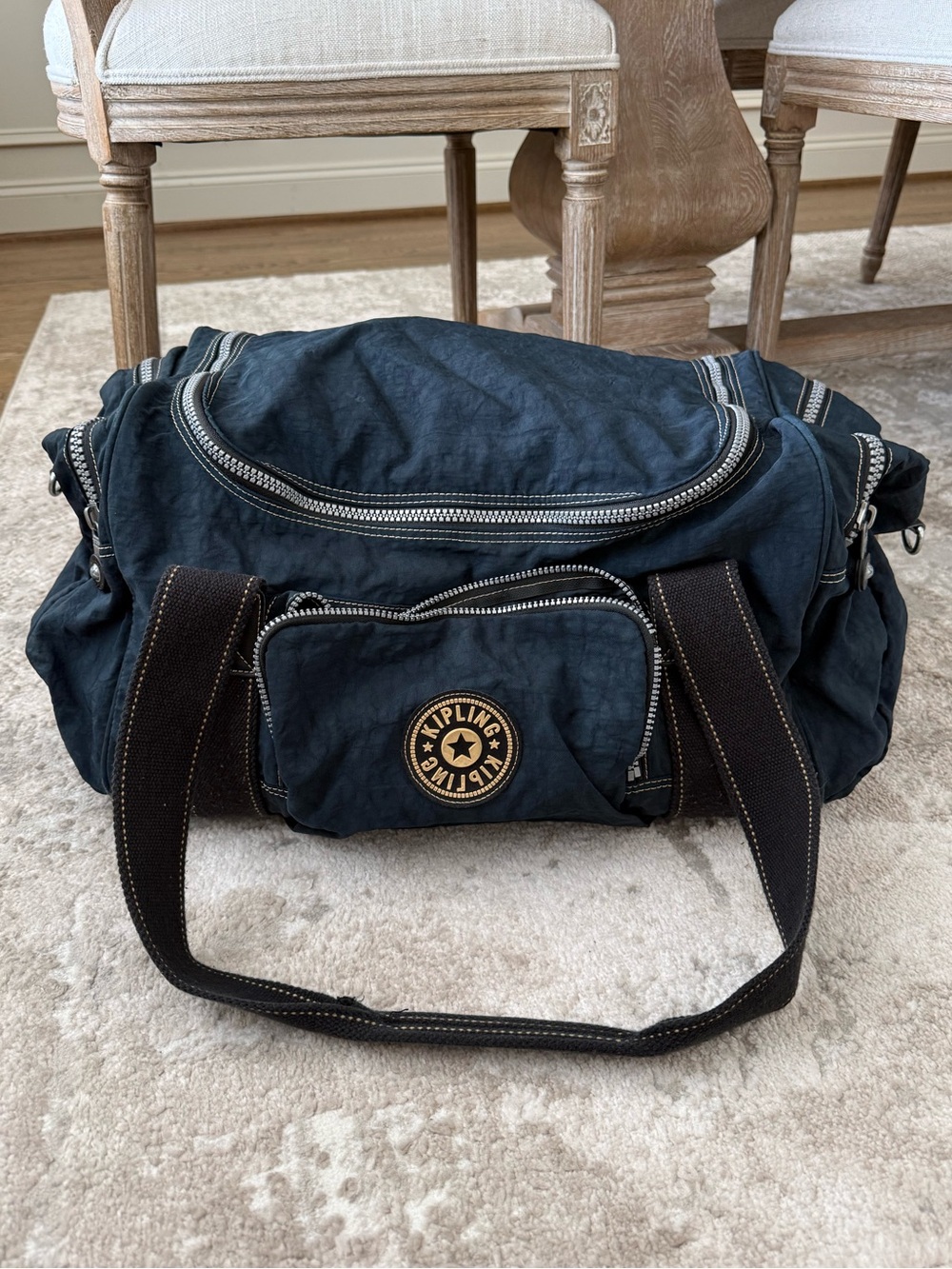 Kipling Blue Nylon Duffle Bag
